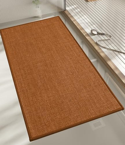 chakme Bathroom Rugs Mat 47x17, Ultra Thin Non Slip Bath Rug Runner Quick Dry Absorbent Bath Mat for Bathroom, (Orange, 47"x17")