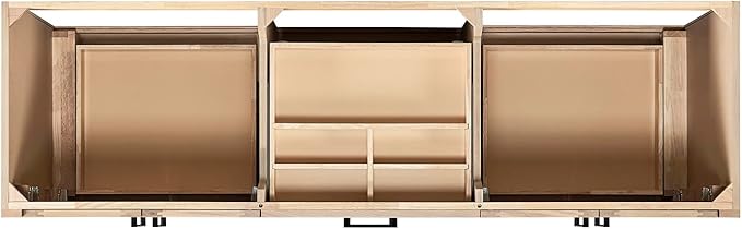 ARIEL Loren 72-inch Bathroom Vanity with Sink,Solid Wood, 1.5-inch Carrara White Quartz Countertop, Double Rectangular Porcelain Sink, 4 Soft Closing Doors, 3 Dovetail Drawers, Natural Oak