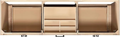 ARIEL Loren 72-inch Bathroom Vanity with Sink,Solid Wood, 1.5-inch Carrara White Quartz Countertop, Double Rectangular Porcelain Sink, 4 Soft Closing Doors, 3 Dovetail Drawers, Natural Oak