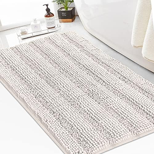 Turquoize Bathroom Rug 24"x36", Soft Absorbent Chenille Bath Rug, Ivory