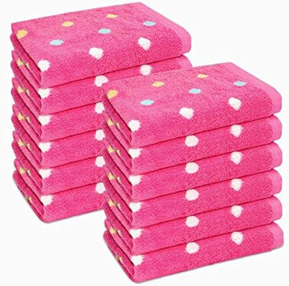 ORIGINAL KIDS Wash Cloth - 100% Cotton Set of 12 Pink Multicolor Washcloths