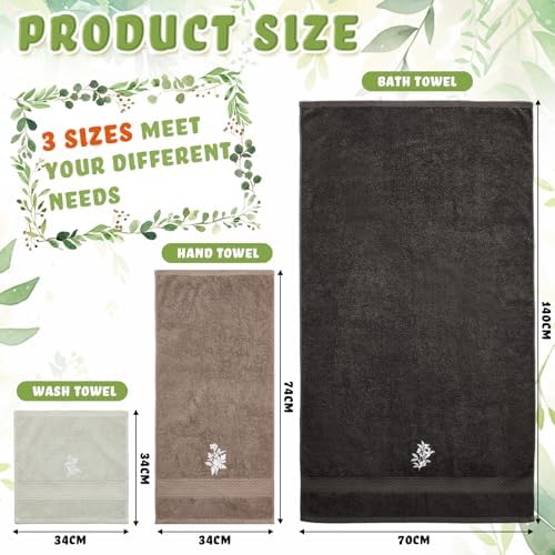 Peryiter 3 Pack Boho Botanical Decorative Bath Towel Set