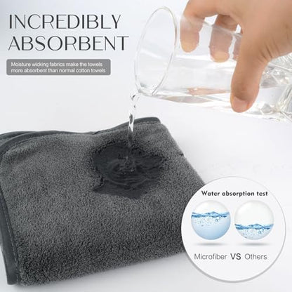 KinHwa Gray Hand Towels for Bathroom, Microfiber Face Towels, 11x20 Inch