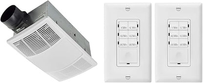Broan-NuTone BHFLED80 PowerHeat Bathroom Exhaust Fan, Heater, and LED Light Combination, 80 CFM & ENERLITES Countdown Timer Switch for bathroom fans and household lights