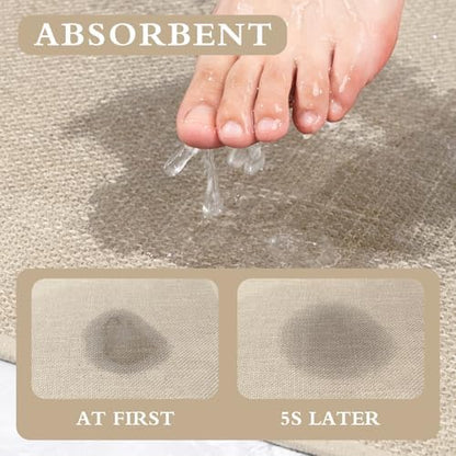 YIHOUSE Bathroom Rugs Thin Bath Mat Sets 2 Pieces Quick Dry,Beige