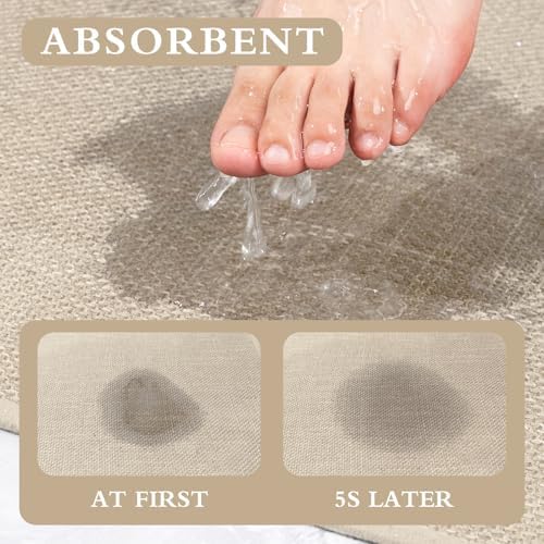 YIHOUSE Bathroom Rugs Thin Bath Mat Sets 4 Pieces Quick Dry,Beige