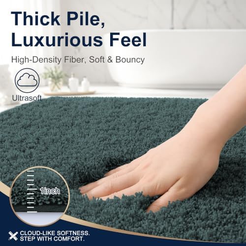 OLANLY Microfiber Large Bathroom Rugs 59x35, Soft Bath Mat, Blackish Green