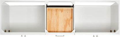 DKB Bradford 72 Inch Bathroom Vanity Double Sink — White Bathroom Vanity with Sink, 1.5" Edge Pure White Quartz Countertop & Backsplash, 4 Soft-Close Doors, and 3 Dovetail Drawers