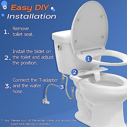 SAMODRA Ultra-Slim Hygienic Bidets Attachment for Existing Toilets - Adjustable Fresh Water Pressure Dual Nozzle (Frontal & Rear Wash) Easy to Install, Rose Gold