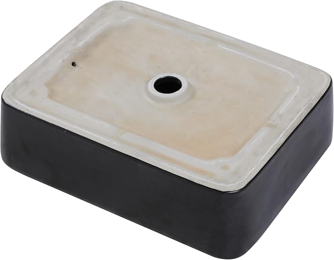16"x12" Vessel Sink Rectangle - Modern Above Matte Black Porcelain Ceramic Bathroom Vessel Vanity Sink Bowl Art Basin