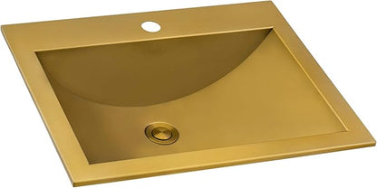Ruvati 21 x 17 inch Brushed Gold Drop-in Topmount Bathroom Sink - Polished Brass Stainless Steel Bathroom Sink- RVH5110GG