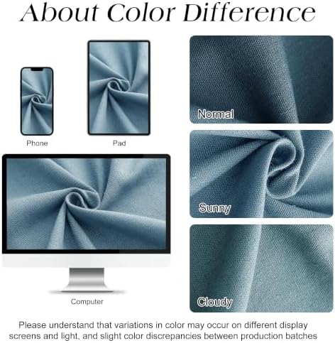 Naturoom Linen Shower Curtain 84 Inch Long for Bathroom Blue 1 Panel