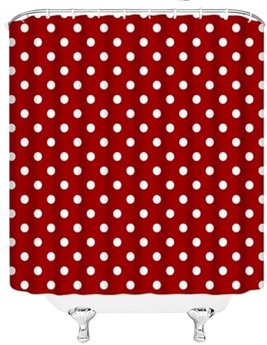 Polka Dot Shower Curtain with Hooks,70" Wx70 H