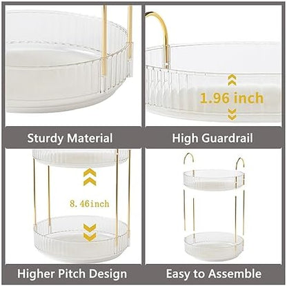 Asayuee 360 Rotating Makeup Organizer,2 Tier Large Capacity Make Up Organizers and Storage,Skincare Perfume Vanity Organizers,Bathroom Cosmetics Storage Organizer Countertop(Clear-2 Tier)