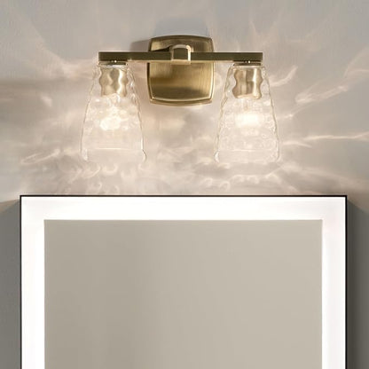 Kichler Marant 14.25" 2-Light Vanity Light with Clear Water Glass in Champagne Bronze, for Bathroom, Powder Room, Over a Mirror, (14.25" W x 9.5" H), 55215CPZWTR