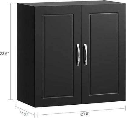 Haotian Black Wall Cabinet Laundry Room, Floating Storage Cabinet with Adjustable Shelf, Medicine Cabinet for Bathroom Kitchen Garage Hallway Entryway, FRG231-SCH