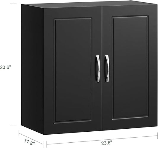 Haotian Black Wall Cabinet Laundry Room, Floating Storage Cabinet with Adjustable Shelf, Medicine Cabinet for Bathroom Kitchen Garage Hallway Entryway, FRG231-SCH