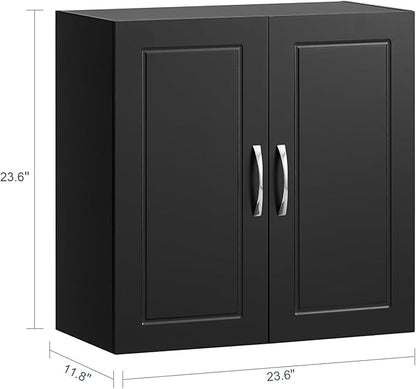 SoBuy Bathroom Kitchen Wall Cabinet, Garage or Laundry Room Storage Medicine Cabinet, Linen Tower Bath Cabine with Shelf, Black FRG231-SCH