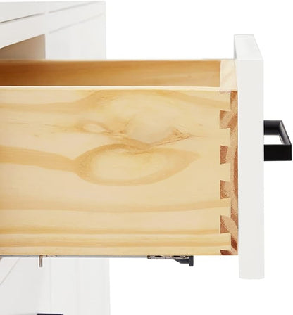 ARIEL Hepburn 36-inch Bathroom Vanity Base Cabinet,Solid Wood, 2 Soft Closing Doors, 5 Dovetail Drawers, White