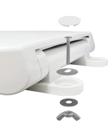 CYRRET Toilet Seat Round with Lid, Slow Close, Easy to Install and Clean, Durable Plastic, White, Replacement Toilet Seats, Fits Standard Round Toilets Bowl