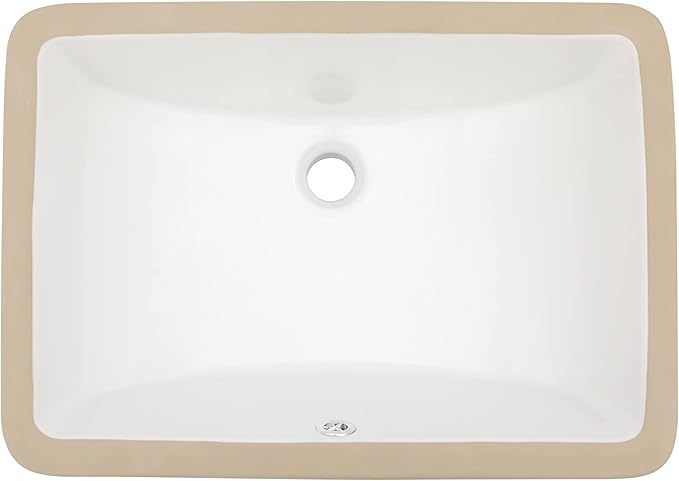 Dcolora Undermount Bathroom Sink Rectangle 19"x14" White Porcelain Ceramic Rectangular Vessel Sink Under Counter Lavatory Vanity Bath Sink Bowl Basin With Overflow