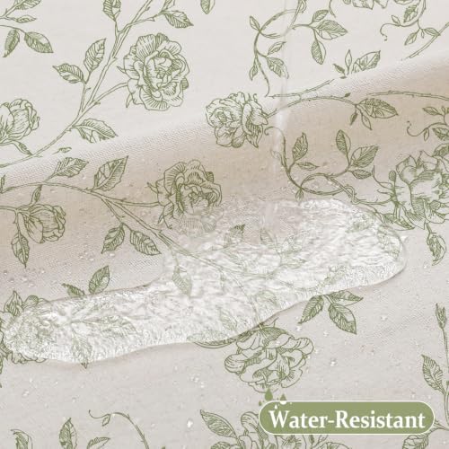MitoVilla Sage Green Floral Shower Curtain, Farmhouse Poly-Cotton, 72x72