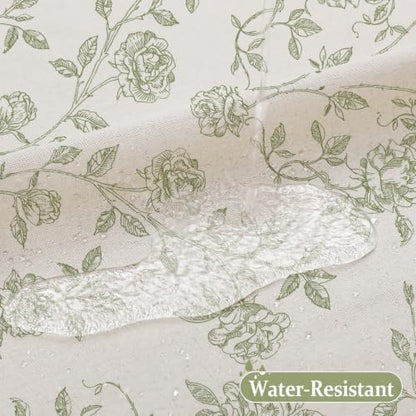 MitoVilla Sage Green Floral Shower Curtain, Farmhouse Poly-Cotton, 72x72