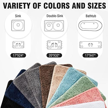 TECHMILLY Super Soft Shaggy Bathroom Rugs, Absorbent Thick Non Slip Microfiber Bath Rugs, Quick Dry Machine Washable Bath Mat for Bathroom Floor, Bathtub and Shower 24"x36" Sage