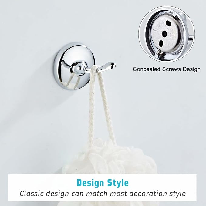 4 Piece Bathroom Accessory Set(Adjustable Towel Bar, Towel Ring, Toilet Paper Holder,Towel Hook), Wall Mounted Bathroom Hardware Accessories Set,Chrome