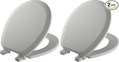 Mayfair Cameron Silver Toilet Seat, Non Slip Heavy Duty Wood, Easy Clean, Made in USA, Round (Pack of 2)