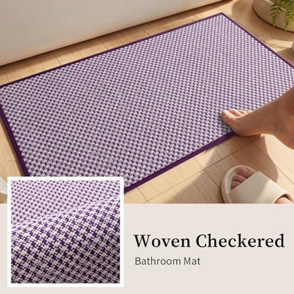 YIHOUSE Purple Bathroom Rugs Sets 2 Pieces,Thin Bath Mat Quick Dry