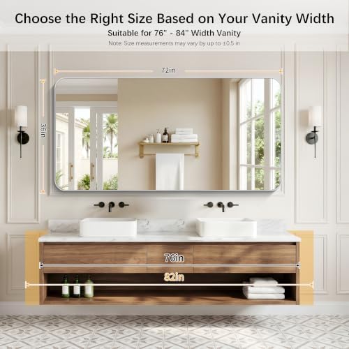 DESBING 72"x36" Bathroom Mirror for Over Sink, Silver Framed Wall Mirror