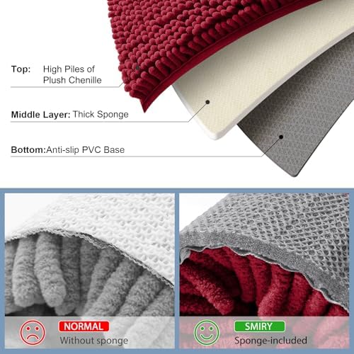 Smiry Bathroom Rugs 40X24, Luxury Chenille Extra Soft Absorbent Bath Mat