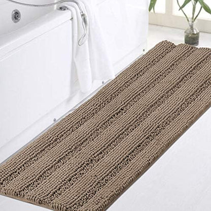 Turquoize Bathroom Runner Rug 17"x47", Soft Absorbent Chenille Bath Rug
