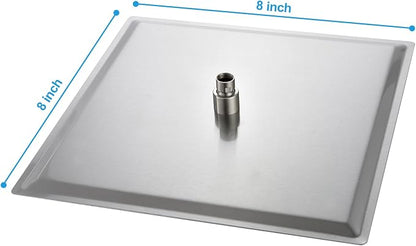 Lordear Rain Shower Heads High Pressure, Rainfall Showerhead for Bathroom Fixed Mount, 8 Inch Large Square High Flow Shower Head (Brushed Nickel)