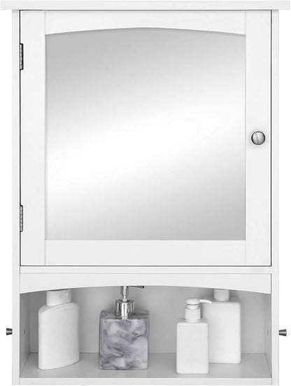 VASAGLE Mirror Cabinet, Bathroom Wall Storage Cabinet, Medicine Cabinet, Wooden, White UBBC21WT