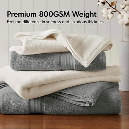 Madison Park 800GSM 100% Cotton Bathroom Bath Towel Set of 8, Grey