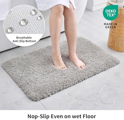Disolla Grey Bathrom Runner Rug 24x70 - Extra Large Soft Plush Bath Mat, Thick Long Non-Slip Shaggy Floor Mat, Ultra-Absorbent for Master Bathroom Vanity