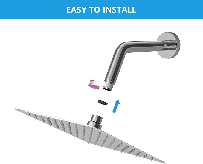 Lordear Rain Shower Heads High Pressure, Rainfall Showerhead for Bathroom Fixed Mount, 8 Inch Large Square High Flow Shower Head (Chrome)
