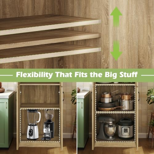 JASIWAY Rattan Pantry Cabinet, 67" Tall Kitchen Storage Cabinet with Doors