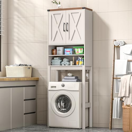 Vabches Over The Toilet Storage Cabinet with Adjustable Shelf, White
