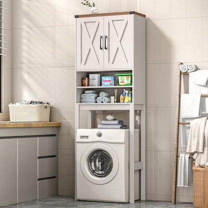 Vabches Over The Toilet Storage Cabinet with Adjustable Shelf, White