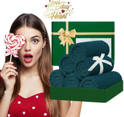 VOOVA & MOVAS Face Towels 6PC, 100% Cotton, 13x13 in, Deep Turquoise