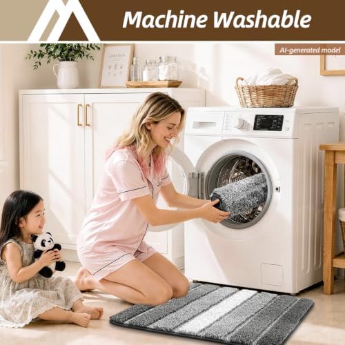 COSY HOMEER Bathroom Rugs 59x20,Ultra Soft Absorbent Bath Mat,Dark Gray