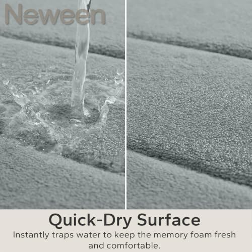 Neween Bathroom Rugs Set 2 Piece, Absorbent Memory Foam Bath Mat, Grey