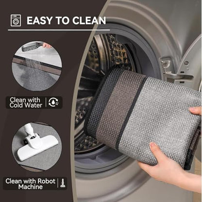 YDKGL Bathroom Runner Rug, Long Thin Bath Mat Fit Under Door, Grey 24x48