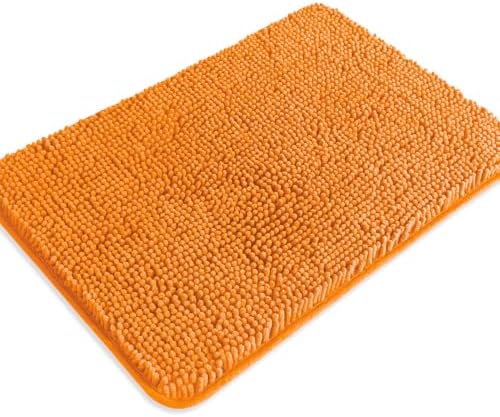Flame Orange Bathroom Rugs – Absorbent and Washable Bath Mat, Non-Slip, Thick Soft Chenille Bath Rugs for Bathroom Floor, Shower, Sink - 17" x 24"
