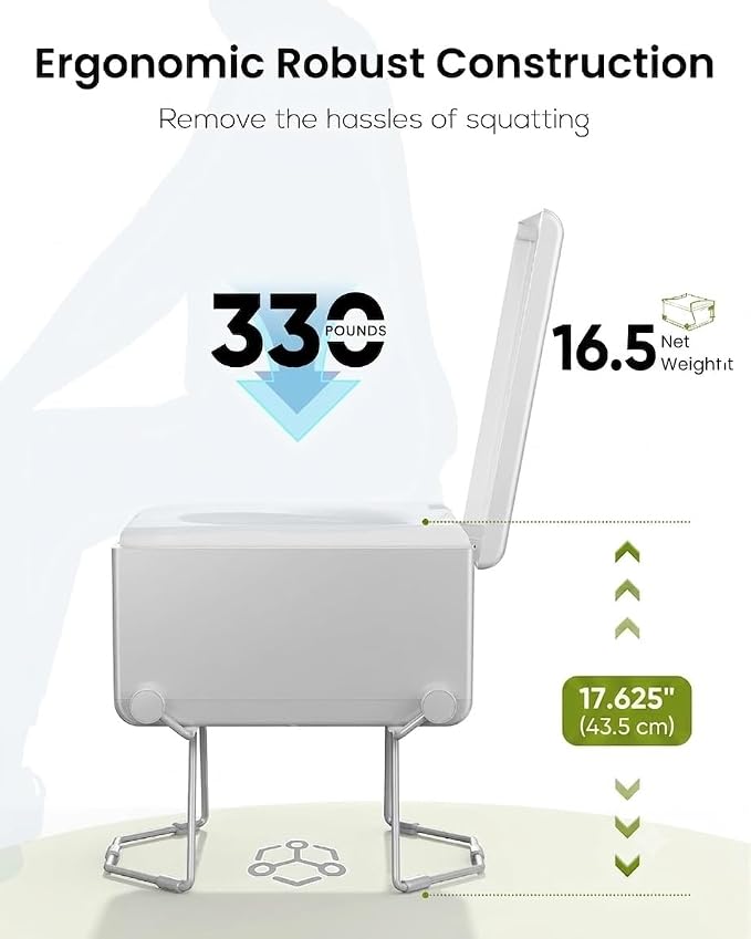 LE-310 Smart Dry Flush Toilet for RV and Off-Grid Living | Rechargeable portable toilet with waterless one-click sealing for vans, trucks, car travel, tiny homes, camping and backup