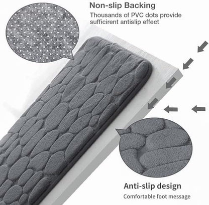 YIHOUSE Memory Foam Bath Mat Cobblestone Bathroom Rugs Super Water Absorbent Bath Mats for Bathroom Machine Washable Bath Rugs(24 x 36,Dark Gray)