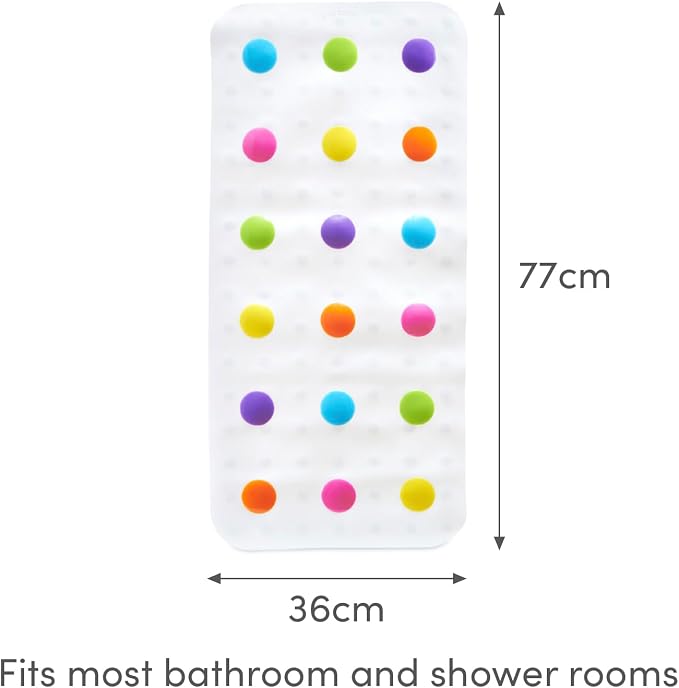 Munchkin® Dots™ Bath Mat for Kids, Multicolored, 30.5x14.25 Inch